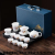 White Jade Travel Tea Set with Tea Tray High-End Portable Leather Gift Box Skill Tea Set Teapot Set