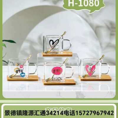 Jingdezhen Ceramic Cup Milk Cup Breakfast Cup Drinking Cup Return Gift Souvenirs Colored Glaze Single Cup Single Spoon