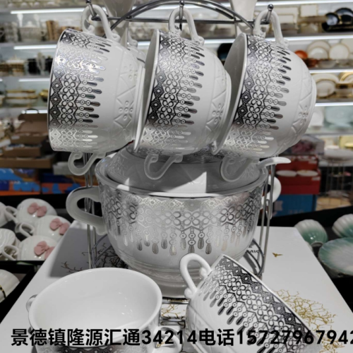 jingdezhen 15-head soup pot set double ears with lid soup pot binaural soup bowl soup pot with shelf