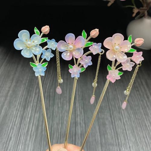 简约现代古风花朵发簪新中式发钗高级感汉服头饰日常盘发簪子头饰