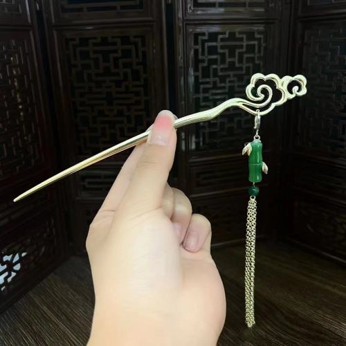 新中式流苏竹节发簪高级感后脑勺盘发簪子女古风钗子旗袍汉服头饰