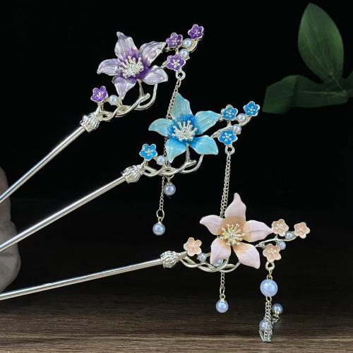 古风气质玉兰花流苏发簪新中式头饰盘发步摇簪子旗袍汉服发钗发饰