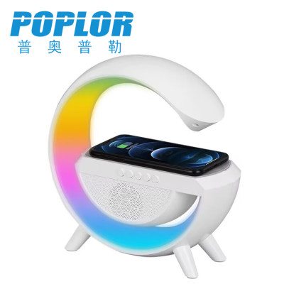 LED Smart Bluetooth Speaker Lamp RGB Color Light Small Night Lamp Mobile Phone Wireless Charging Bedside Colorful Ambience Light