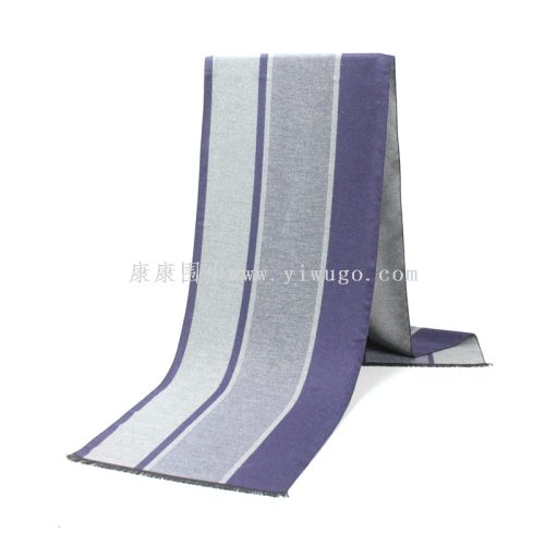 new men‘s scarf winter thicken thermal scarf mixed color stripe scarf knitted versatile artificial cashmere scarf