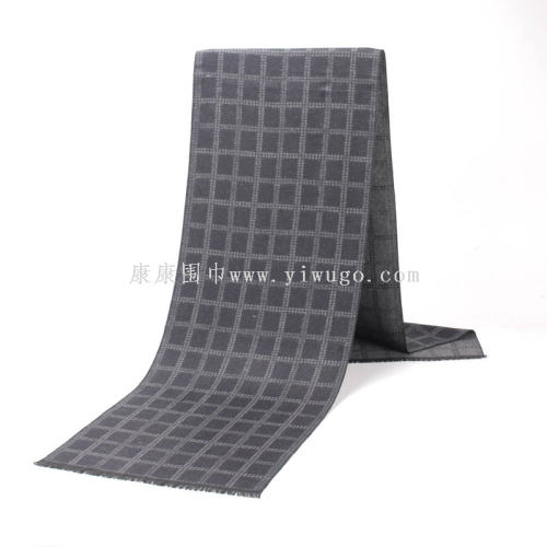 new men‘s scarf winter thicken thermal scarf plaid scarf knitted versatile artificial cashmere scarf