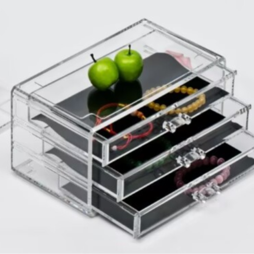 亚克力化妆盒首饰盒收纳盒家居用品透明化妆盒3抽屉式整理收纳盒