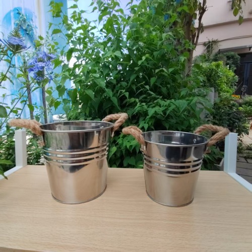 家居工艺品复古做旧高款不锈钢铁皮桶花桶 家居装饰工艺品 桌面