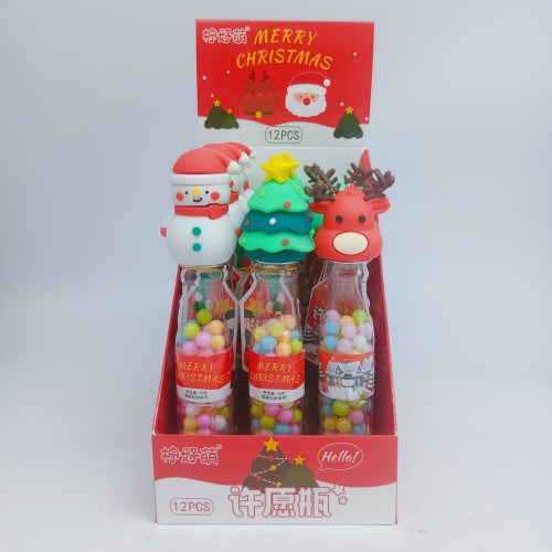 圣诞节七彩珍珠糖麋鹿许愿瓶创意瓶装儿童休闲食品小零食超市批发