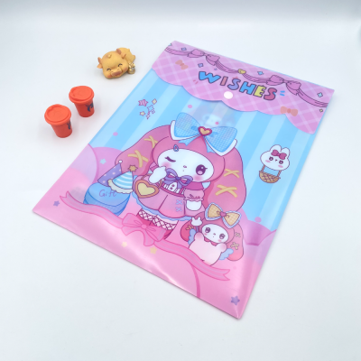 Cartoon Printing Vertical Button Bag Office Information Bag A4 Buggy Bag Factory Direct Sales Student Test Paper Sorting Bag