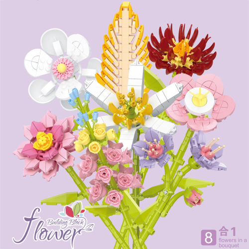 cross-border children puzzle small particles assembled building blocks flower simulation jasmine daisy compatible with a high building block model 087a