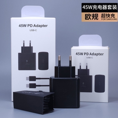 Foreign trade cross-border applicable to Samsung 45W Charger Super fast charge Note20/10 European regulation charging head set