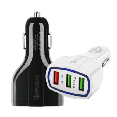 Cross-Border New Arrival Car Charger Qc3.0 Fast Charge 3usb Car Charger