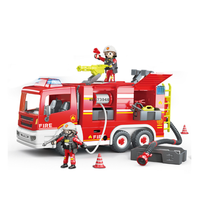 New Aerial Ladder Truck Fire Fighting Device Fire Helicopter Light Music with Mask Doll Toy Educational Fun Toys