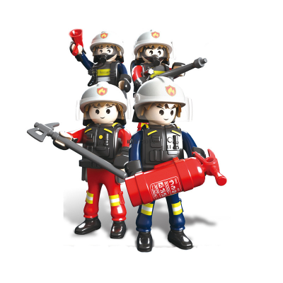 New Cartoon Fire Mask Doll Toy Firefighter Fire Extinguisher Bottle Horn Hammer Ornaments Educational Fun Toys