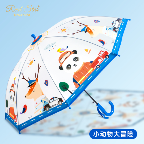 rst027 long handle children‘s umbrella lesser panda cartoon transparent umbrella children‘s umbrella kindergarten umbrella wholesale