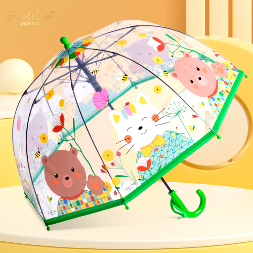 rst027a transparent umbrella cartoon children‘s umbrella 8-bone arch umbrella long handle umbrella wholesale