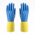 Foreign Trade Blue and Yellow Two-Color Waterproof Non-Slip Rubber Gloves Wear-Resistant Durable Spray Velvet Latex Dishwashing Household Gloves