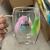 Borosilicate glass with flowers double wall glass coffee glass water glass