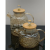 High Borosilicate Heat-Resistant Cold Kettle Amber with Diamond Bamboo Cover Short Mouth Pot Golden Diamond Pot Glas Jug
