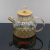 Heat-Resistant Glass jug bamboo lid with Diamond High Borosilicate waterware with Golden color glass tea pot Juice Jug