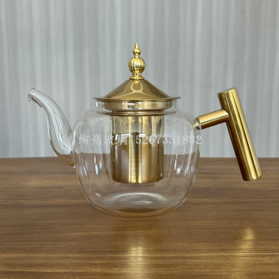Borosilicate Glass Teapot with Filter Spire Gold Teapot Amber