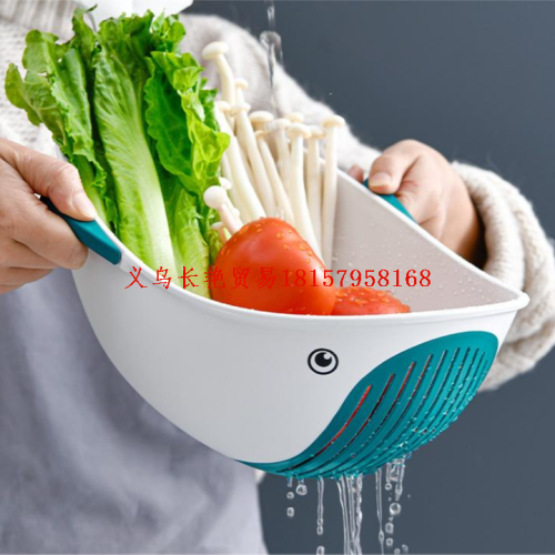 creative cartoon single-layer drain basket household kitchen plastic washing basin fruit washing vegetable basket