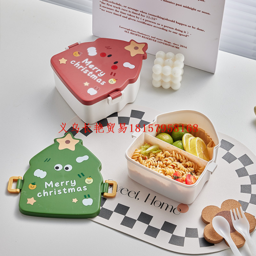 christmas tree lunch box food grade microwaveable heating lunch box sealed partitioned bento box