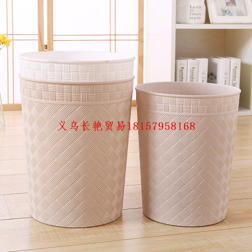 8803 rattan style living room plastic trash can office paper basket kitchen sanitary bucket household trash can