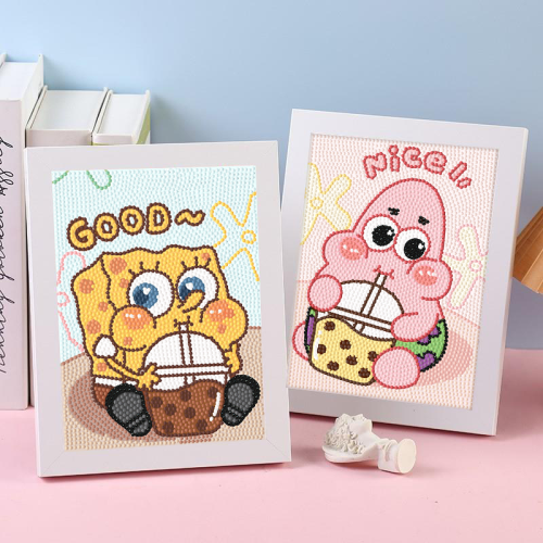 海绵宝宝派大星儿童钻石画手工粘贴画带相框DIY手工制作钻石贴画