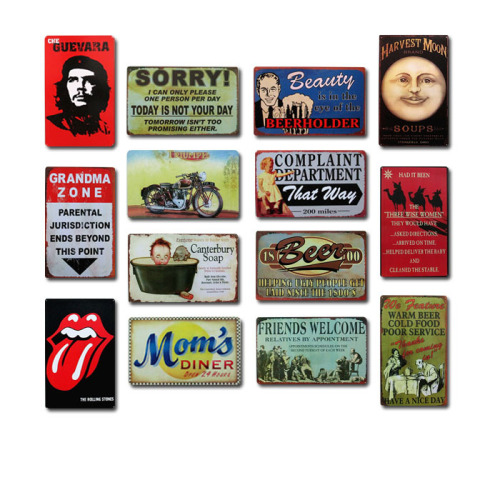 铁皮画 酒吧咖啡厅装饰画美式乡村 复古海报美女手绘电影海报女郎