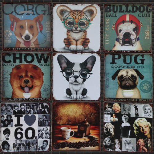 新款创意复古铁皮画酒吧餐厅咖啡馆家居店铺墙面装饰画个性壁饰