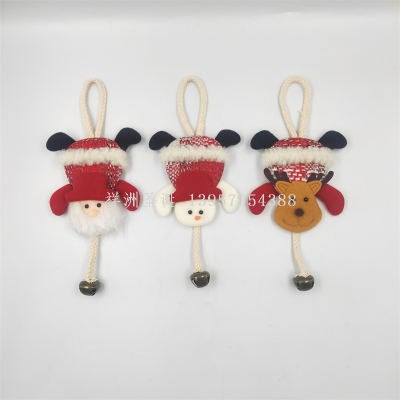 Xiangzhou Christmas Custom Christmas Decorations Santa Snowman Elk with Bell Fabric Pendant