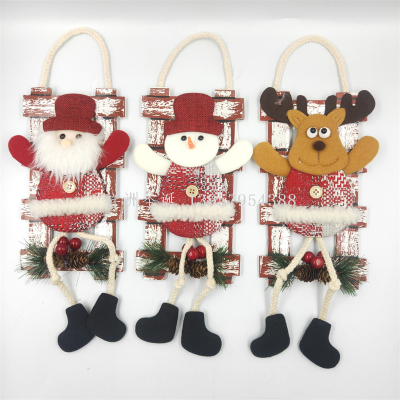 Xiangzhou Christmas Cross-Border New Arrival Wooden Small Pendant Elk Santa Claus Decorative Small Pendant Small Pendant