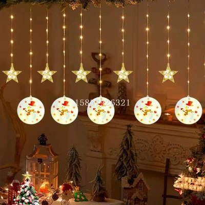 LED Curtain Light Five-Star round Cake Light 95L Curtain Decorative Light Christmas Lighting String Room Decorative Lights Girl Light