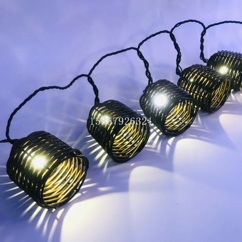 10头灯笼庭院灯编织球灯藤球灯串圣诞灯饰彩灯暖白灯串氛围灯