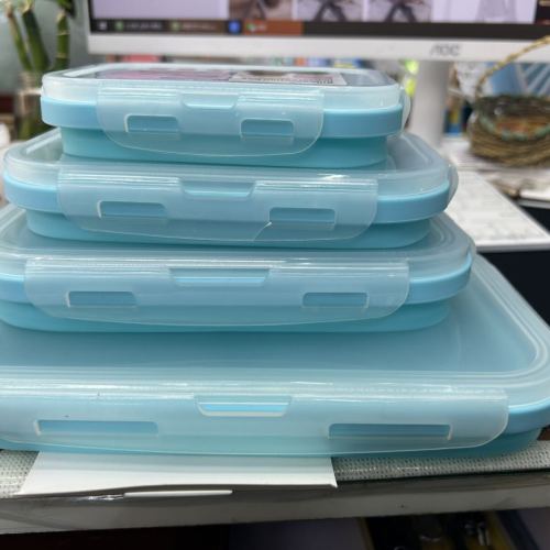 Plastic Silicone Lunch Box Folding Lunch Box Crisper Lunch Box Refrigerator Storage Box Special Lunch Box for Microwave Oven