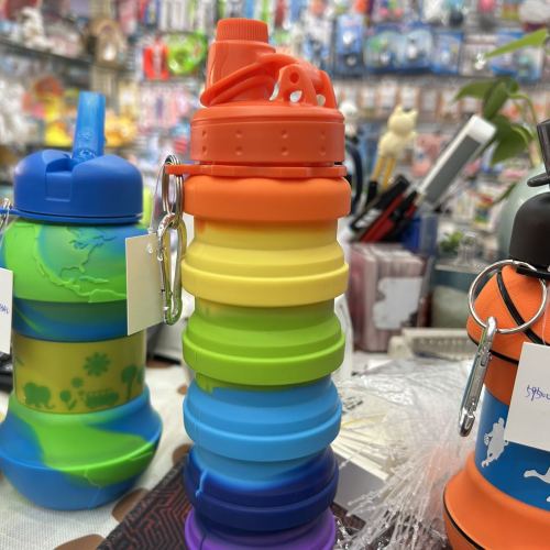 portable outdoor riding silicone folding cups food grade retractable drop-resistant silicone water bottle large capacity 500ml