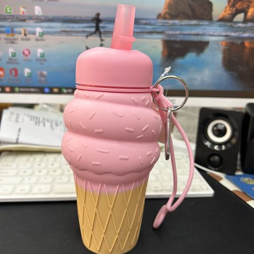 amazon hot sale hamburger children creative glass portable anti-fall leak-proof silicone cup for water outdoor sports bottle