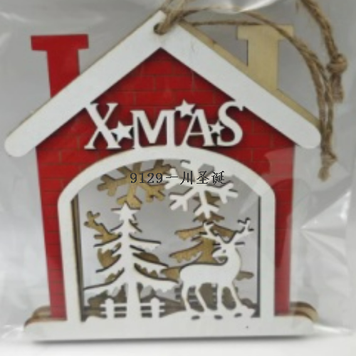 christmas decorations multi-piece wooden cabin clothing red christmas pendant bag
