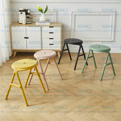 Plastic Stool Household Thickened Stackable Dining Stool Modern Simple Fashion Square Stool Creative Adult High Bench