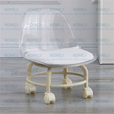 Pulley Small Stool Universal Wheel Mute  Stool Transparent Children Toddler Bench Beauty Seam Stool Floor Cleaning Stool