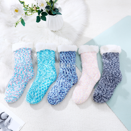 Adult Women‘s Curved Long Tube Warm Non-Slip Plain Special Room Socks Special South America Russian Factory Direct Sales