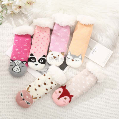 Children's Animal Head Pattern Indoor Warm Room Socks Factory Direct Sales out of Russia, Europe, America, South Africa