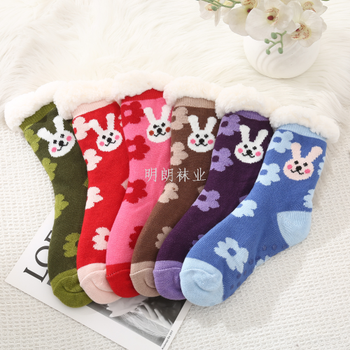 ladies warm cute bunny indoor non-slip floor socks factory direct sales from russia， europe， america， south america and south africa