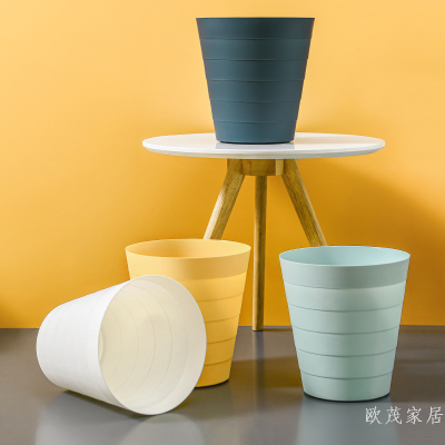 Bamboo Trash CanHousehold Kitchen Living Room Plastic Trash Can Bathroom Uncovered Trash Can Bedroom Simple Paper Basket