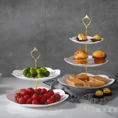 Three-Layer Fruit Plate Dried Fruit Plate Afternoon Tea Dessert Tray Dessert Table Multi-Layer Cake Stand Cake Table