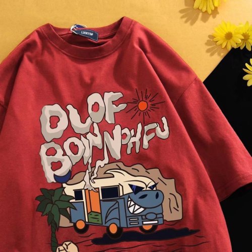national fashion short-sleeved t-shirt men‘s summer fashion brand loose trendy ins half-sleeved men‘s t-shirt summer top clothes men‘s clothing