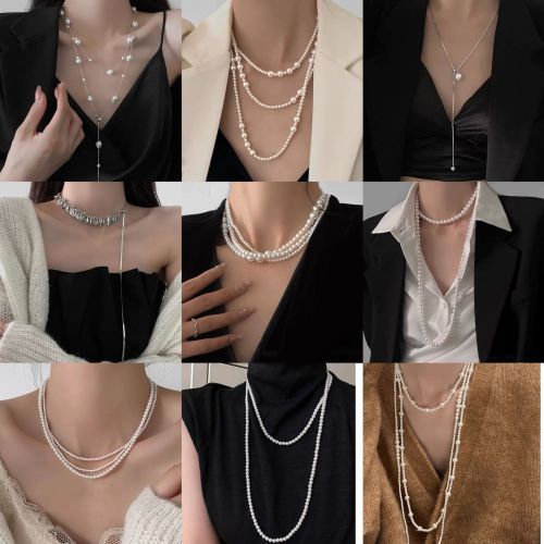 irregular long pearl necklace french entry lux elegant sweater chain minority simple high sense necklace wholesale women
