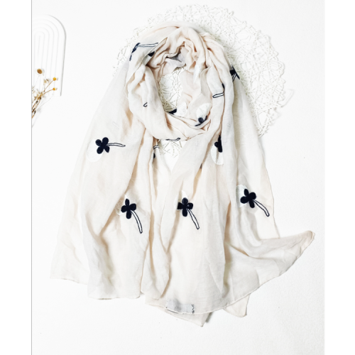 cotton and linen embroidered scarf long shawl