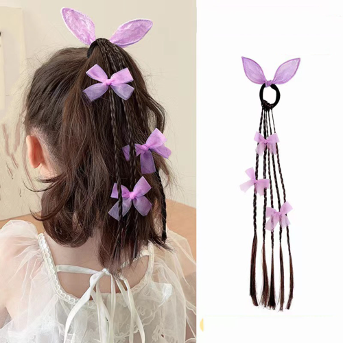 girls colorful wig head rope cartoon bow braided braid hair rope girls ponytail available with daily